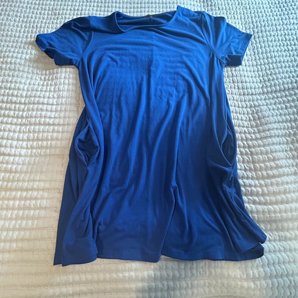 Shiela Rose Women’s  Plus 3X Royal Blue Swing Dress Casual Pockets Comfy Flowy